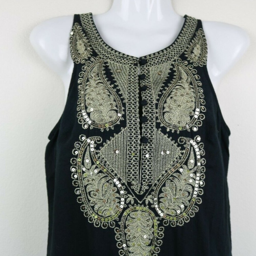 Free People Dress Sleeveless Sequins Buttons Dress - Picture 4 of 6